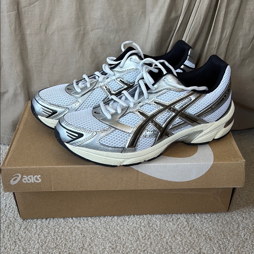 ASICS Metallic Silver and Black Sneakers